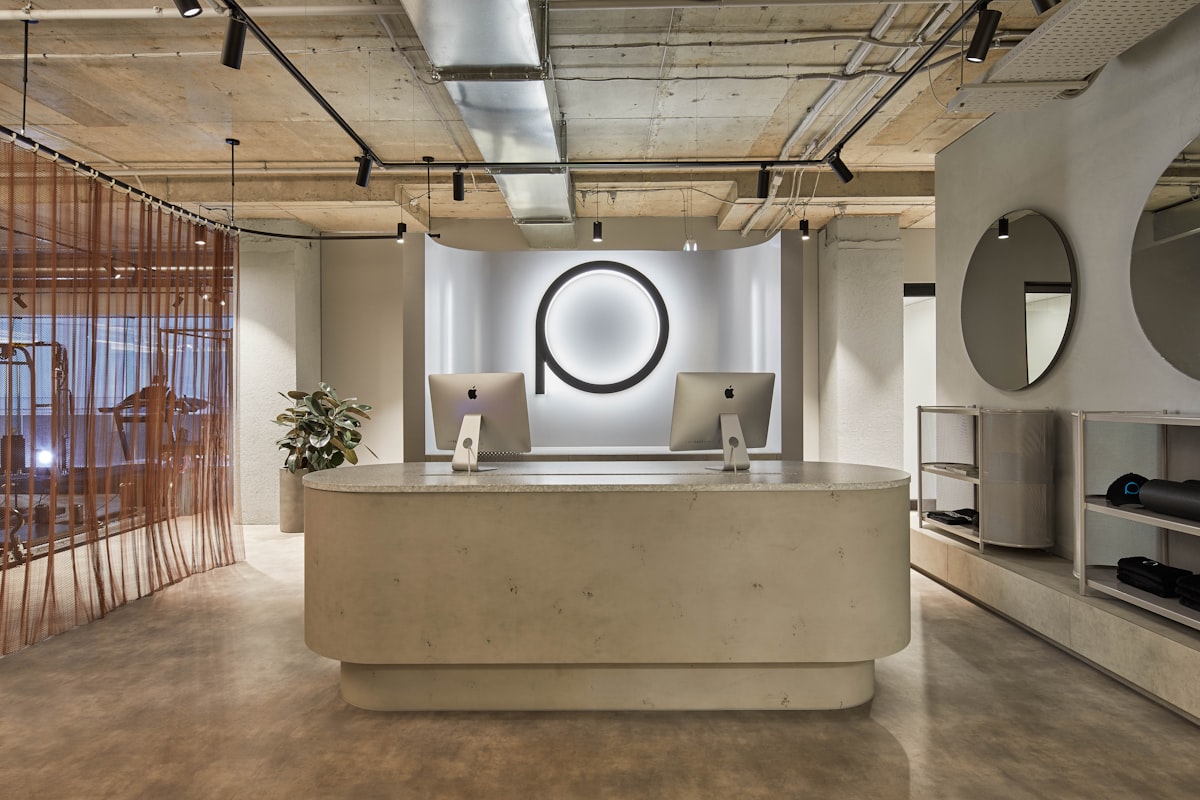 An empty clinic reception desk.